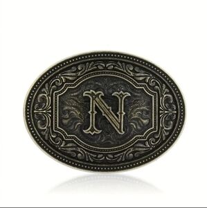 New men's Monogram Western initials N belt buckle